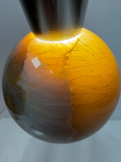Sagenite Crystal Sphere. 61mm. Incredible Sagenite Plumes With Dendritic Agate. Rare And Unique Crystal Display Sphere