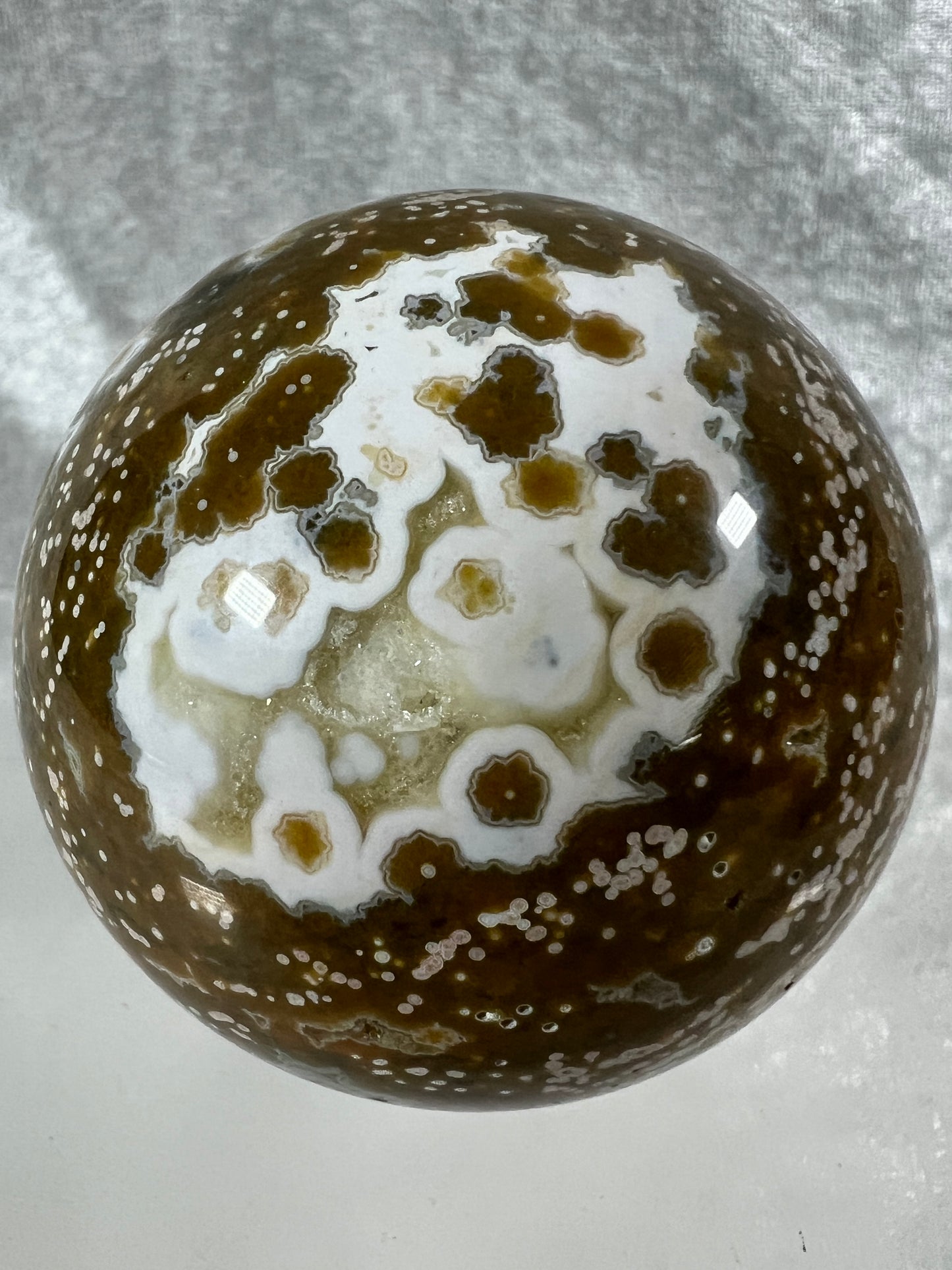 Ocean Jasper Sphere. Stunning Colors On This Amazing Display Crystal. Gorgeous Rare Sphere!