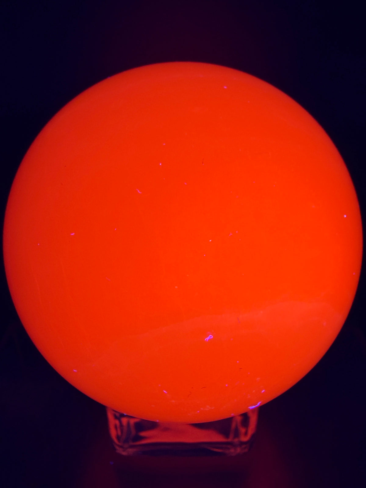 Mangano Calcite Sphere. 70mm. Very Intense Orange UV Reaction. Large High Quality Display Crystal.