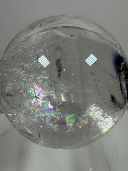 Black Tourmaline Quartz Sphere. 60mm. Massive Rare Rainbows. Gorgeous Black Rutile Sphere. Tourmalinated Quartz Display Crystal