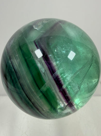 Green And Purple Fluorite Sphere. High Quality Display Sphere With Stunning Rainbows.