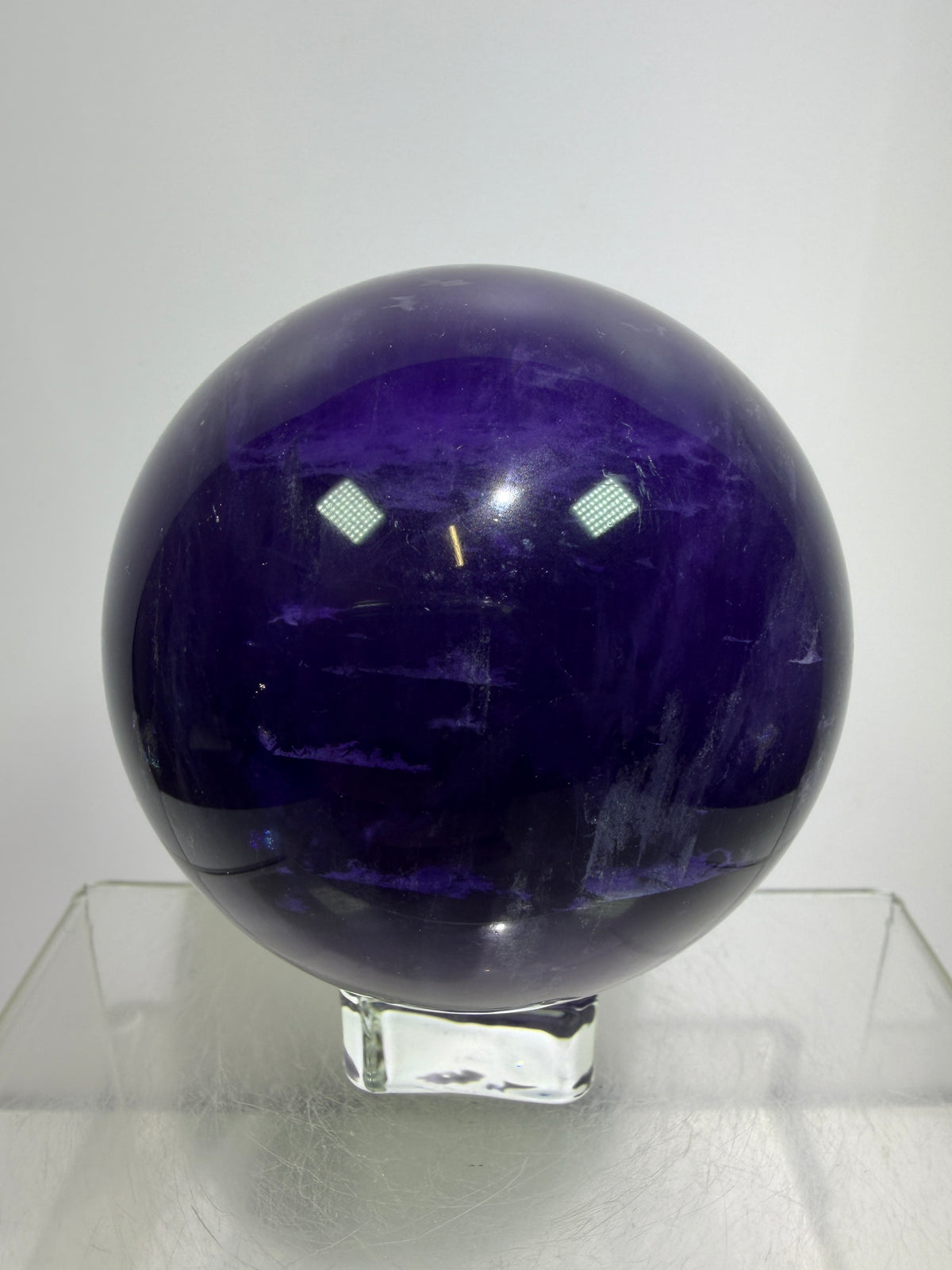 Purple Fluorite Sphere. 71mm. Stunning Purple Fluorite With Rainbows. Amazing Rare Color Display Sphere.