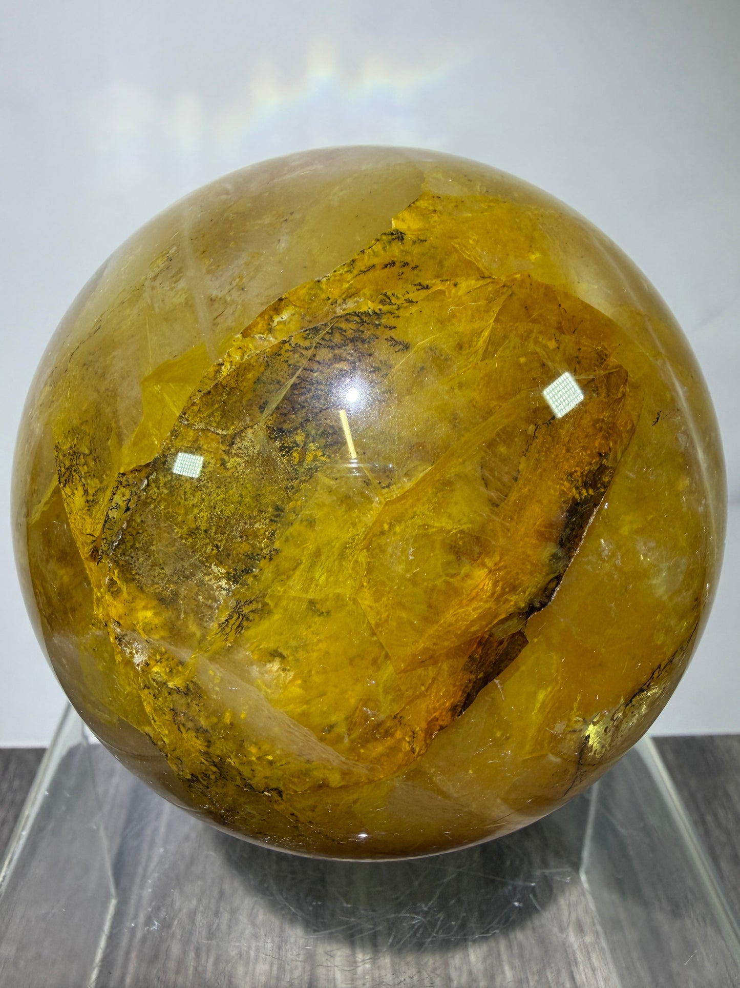 Dendritic Golden Healer Sphere. Large Display Sphere. 85mm. High Quality With Amazing Dendritic Inclusions.