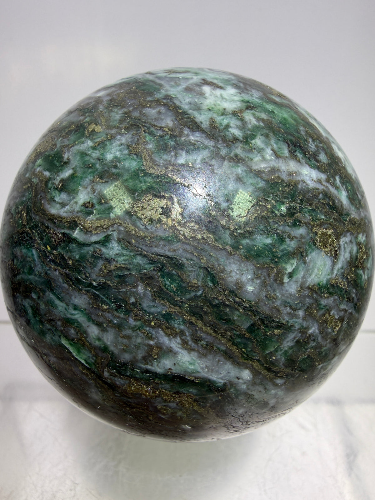 Atacamite And Pyrite Sphere. 60mm. High Quality Rare Sphere. Gorgeous Color Combination.