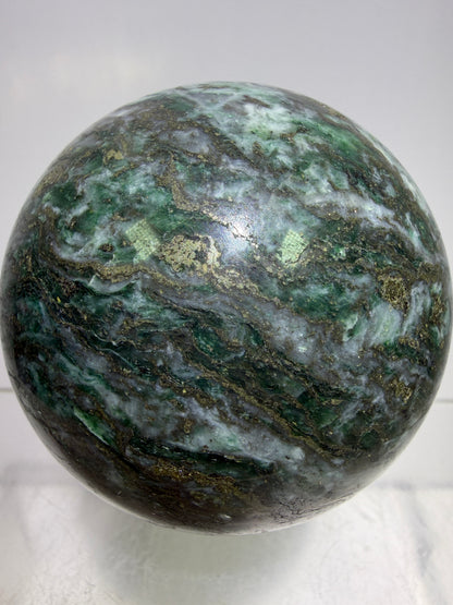 Atacamite And Pyrite Sphere. 60mm. High Quality Rare Sphere. Gorgeous Color Combination.