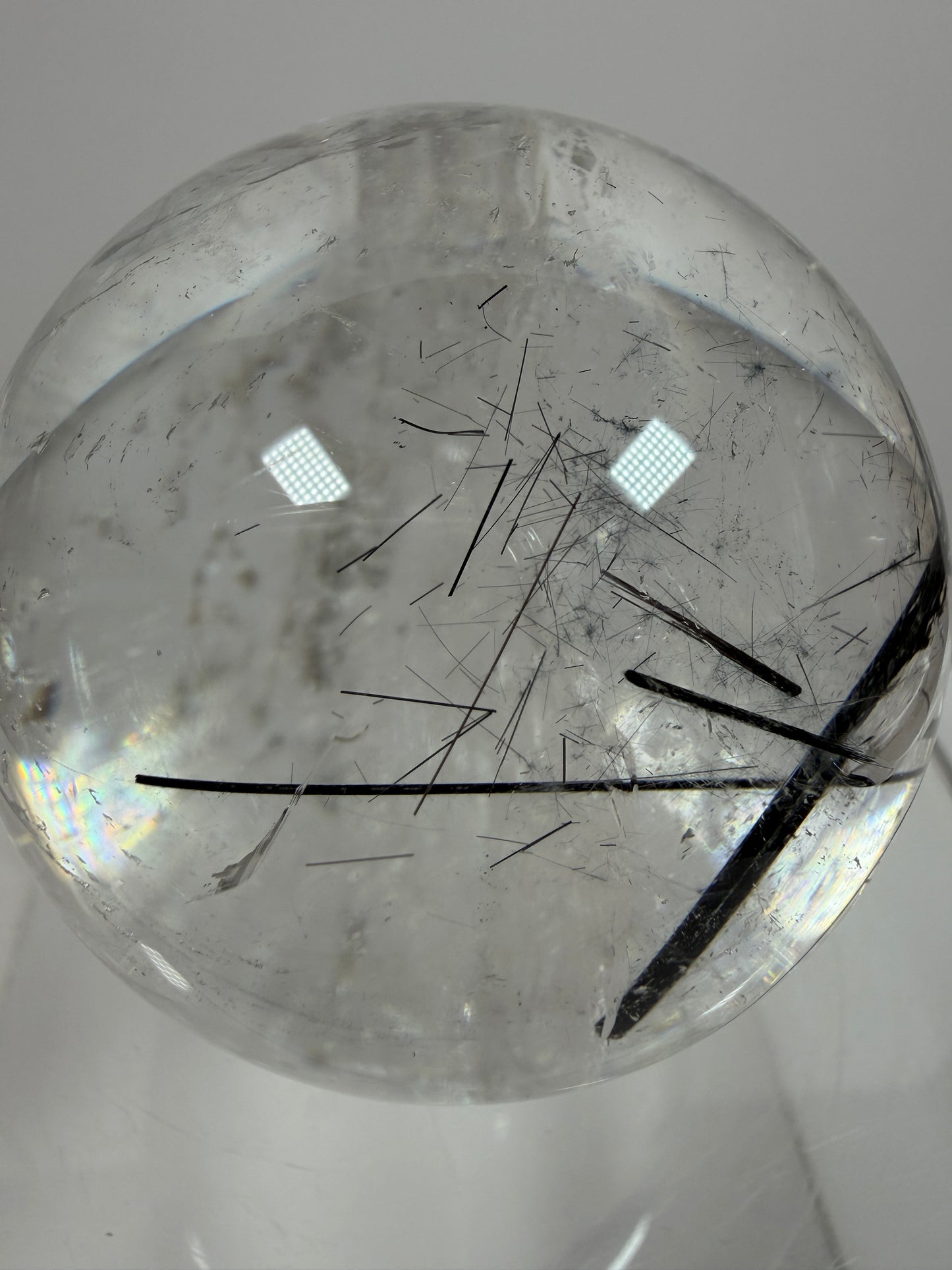 Black Tourmaline Quartz Sphere. 60mm. Massive Rare Rainbows. Gorgeous Black Rutile Sphere. Tourmalinated Quartz Display Crystal