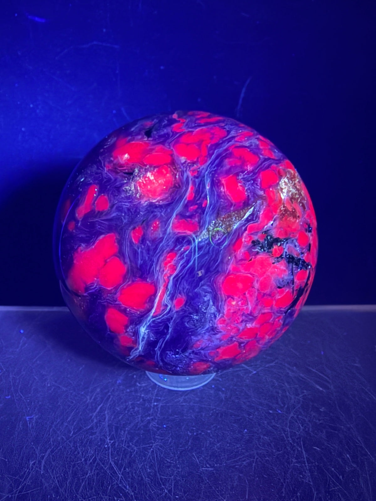 Charoite Crystal Sphere. 50mm. High Quality Beautiful Crystal. Amazing Patterns And Flash. Stunning Rare Crystal