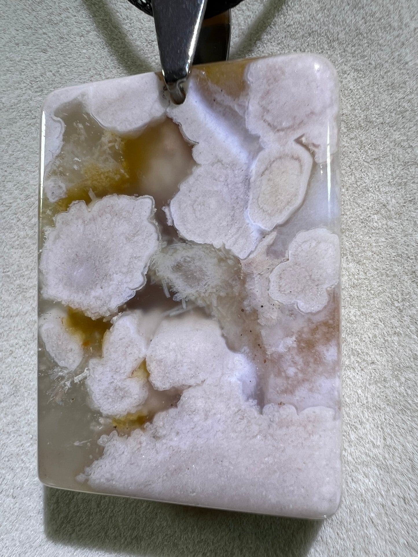 Flower Agate Rectangle Pendant. Lovely Agate Pendant From Madagascar. High Quality Crystal Jewelry