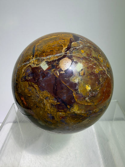 Pietersite Crystal Sphere. 72mm. Gorgeous Rare Red Pietersite Crystal. High Quality Display Sphere With Beautiful Flash.