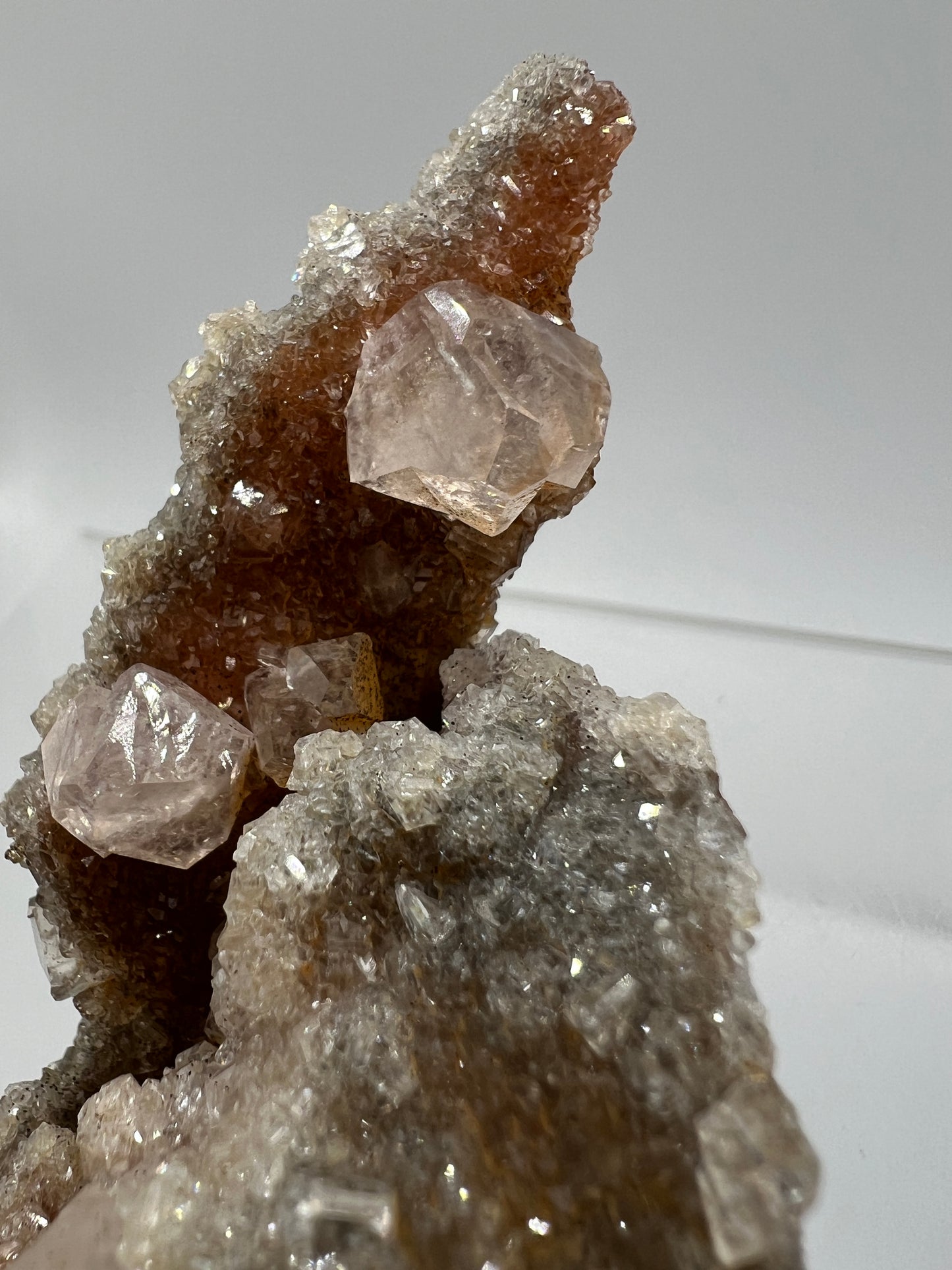 Silver Diamond Calcite Specimen. Amazing Silver And Red Druzy Flash! Beautiful Calcite Cluster On Matrix. High Quality Display Piece