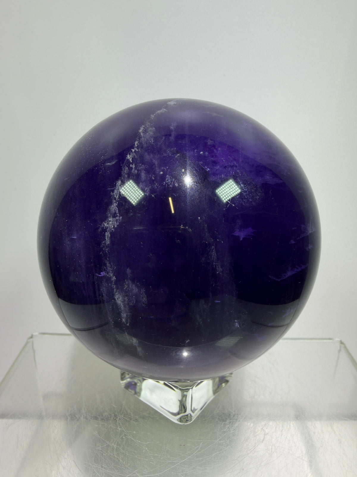 Purple Fluorite Sphere. 71mm. Stunning Purple Fluorite With Rainbows. Amazing Rare Color Display Sphere.