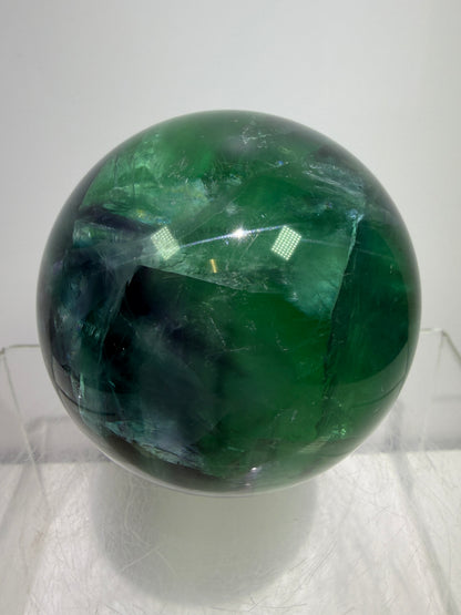 Green-Blue Fluorite Sphere. 63mm. Beautiful Display Sphere With Big Rainbows. Stunning Color Combinations