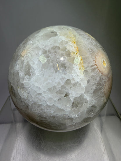 Flower Agate Sphere. 80mm. Amazing Pink Amethyst Flowers. Gorgeous One Of A Kind Display Sphere.