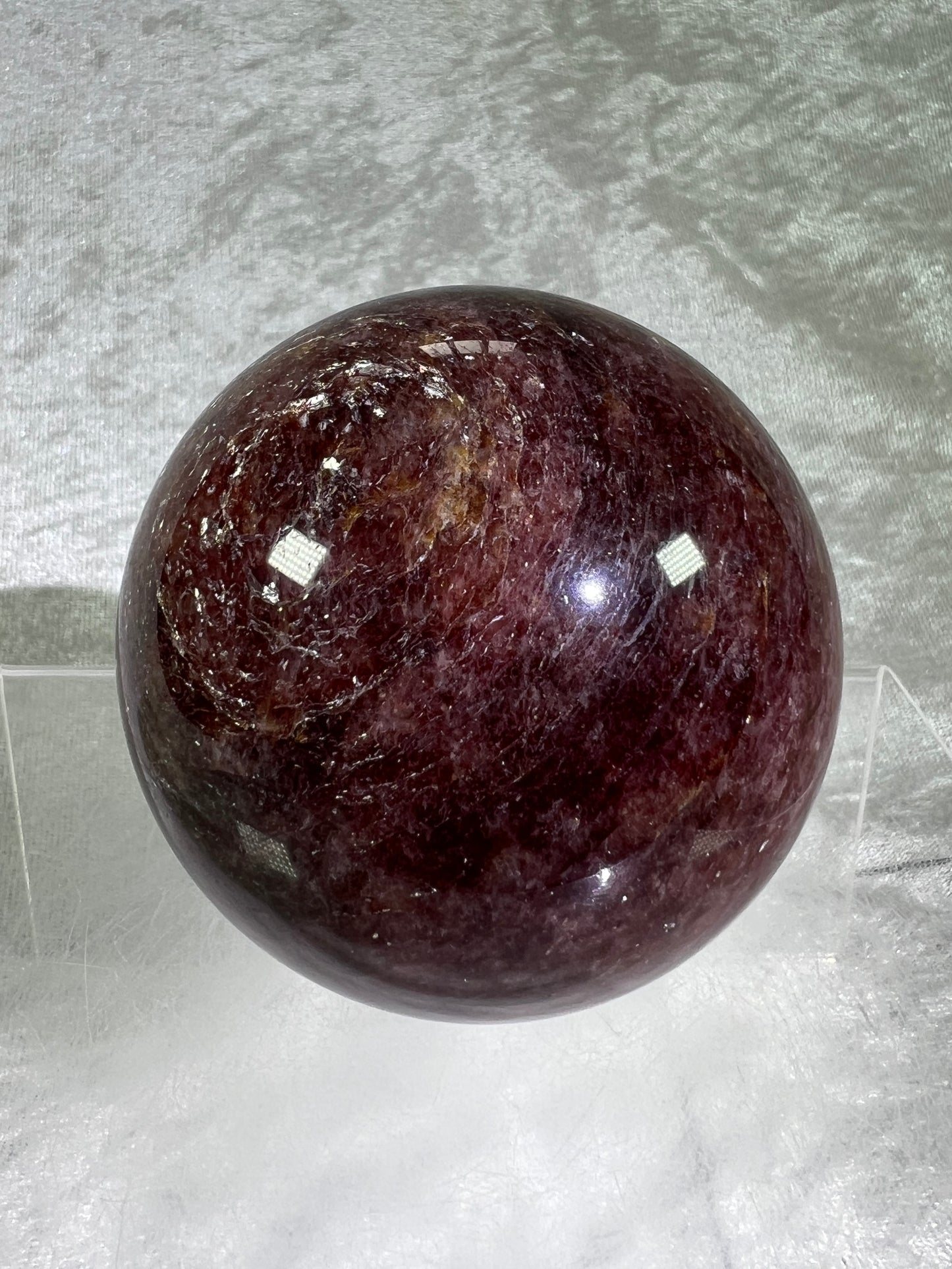 Strawberry Quartz Sphere. 71mm. High Quality Rare Quartz From Brazil. Gorgeous Mica Flash.