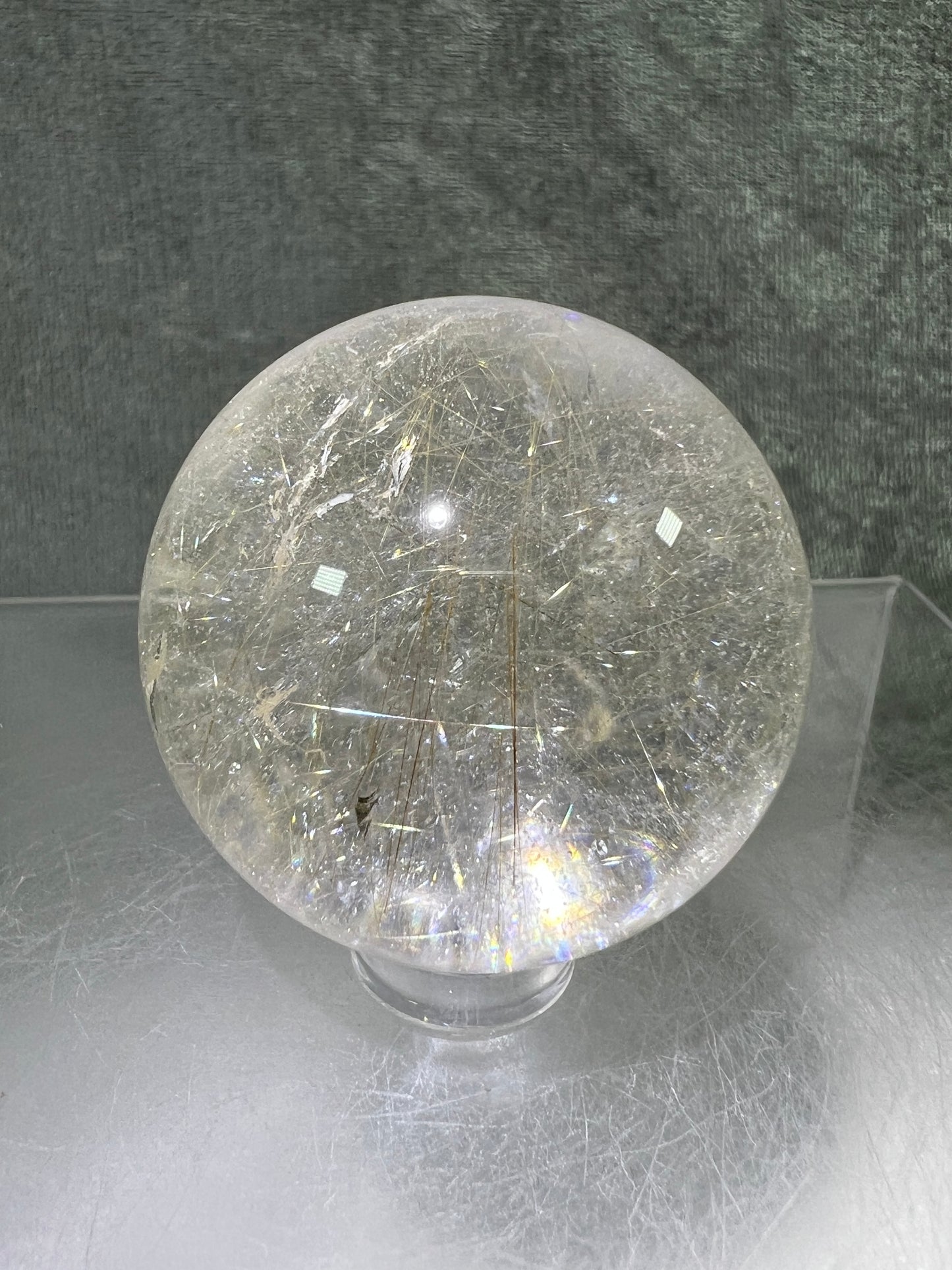 Rutile Quartz Sphere. Beautiful Rare Golden Rutilated Quartz. Stunning Display Sphere