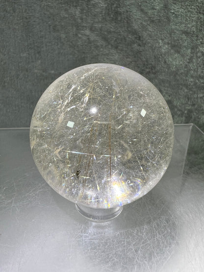 Rutile Quartz Sphere. Beautiful Rare Golden Rutilated Quartz. Stunning Display Sphere