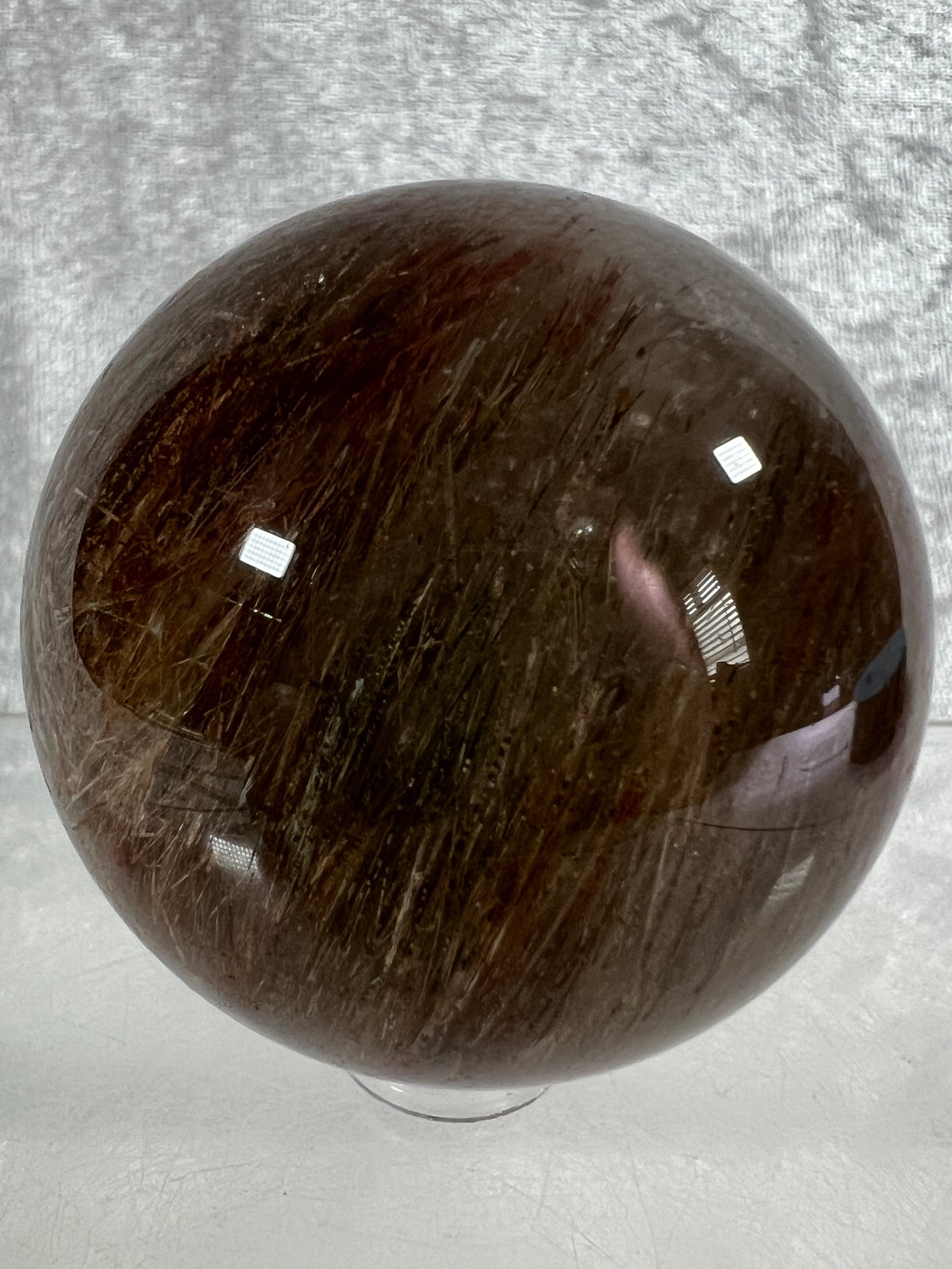 Tourmalinated Quartz Sphere. 53mm. Gorgeous Red And Green Tourmaline Inclusions. Stunning Rare Display Sphere.