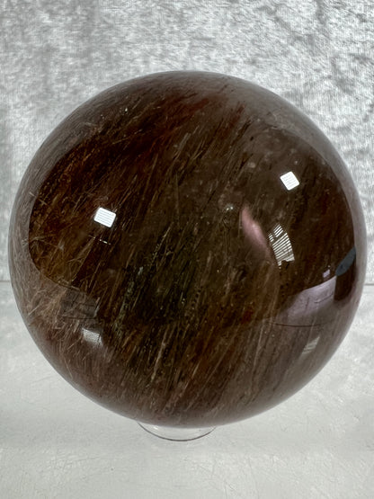 Tourmalinated Quartz Sphere. 53mm. Gorgeous Red And Green Tourmaline Inclusions. Stunning Rare Display Sphere.