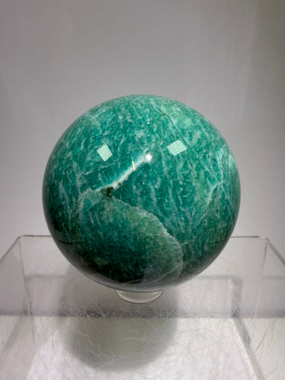 Amazonite Crystal Sphere. 60mm. Amazing Colors And Patterns. Gorgeous Flashy Display Sphere.