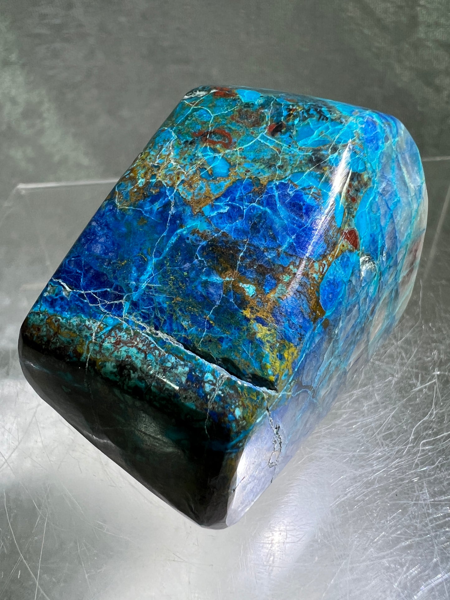 Shattuckite Polished Freeform. Gorgeous Blue Mineral From Namibia. Very Unique And Special Display Crystal.