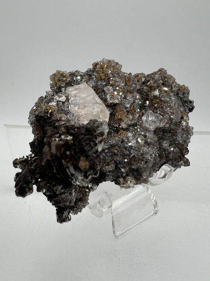 Black Diamond Calcite Specimen. Stunning Flash! Amazing Calcite Cluster On Matrix. Very Cool Crystal Display Piece.