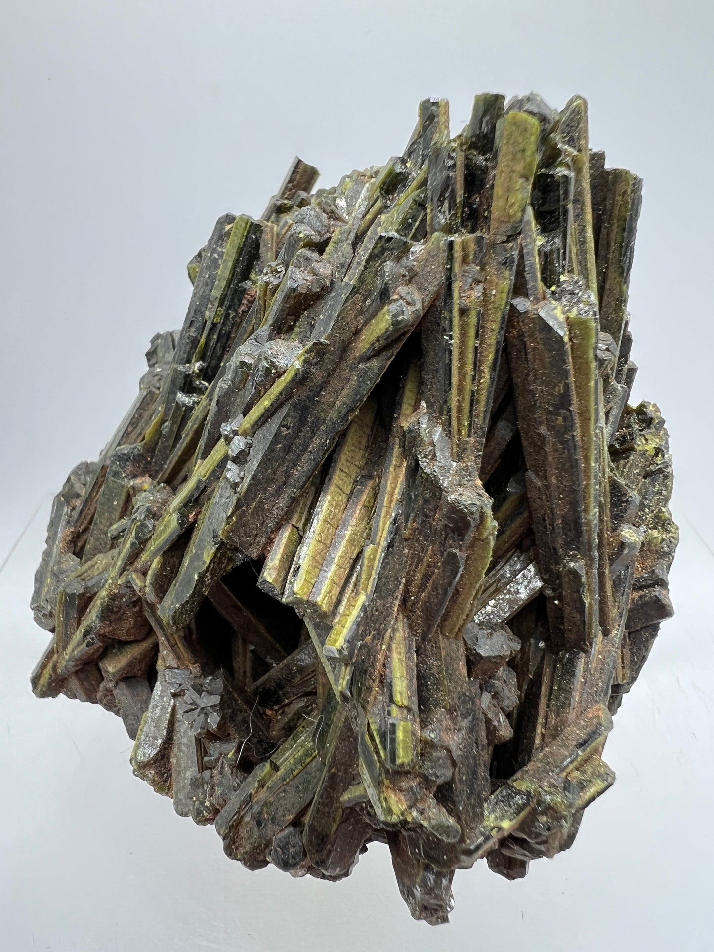 Green Tourmaline Cluster. Gorgeous Rare Tourmaline Specimen. Amazing Mineral Display Crystal.