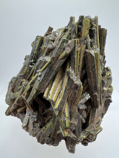 Green Tourmaline Cluster. Gorgeous Rare Tourmaline Specimen. Amazing Mineral Display Crystal.