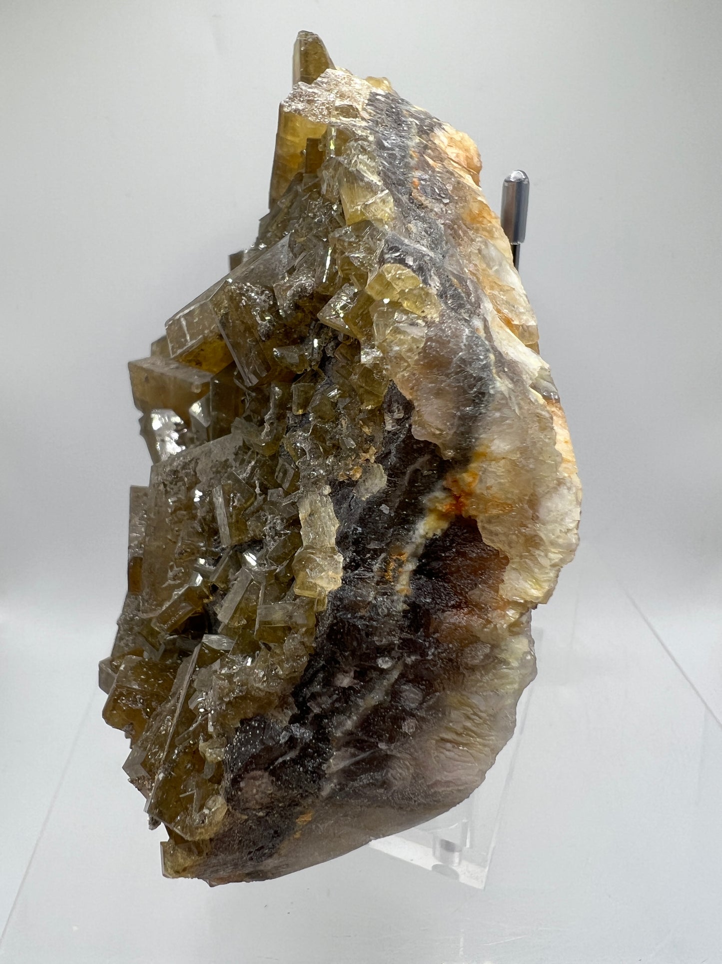 Golden Yellow Barite On A Fluorite Matrix. XL Stunning Mixed Mineral Specimen. Amazing Botryoidal Fluorite.