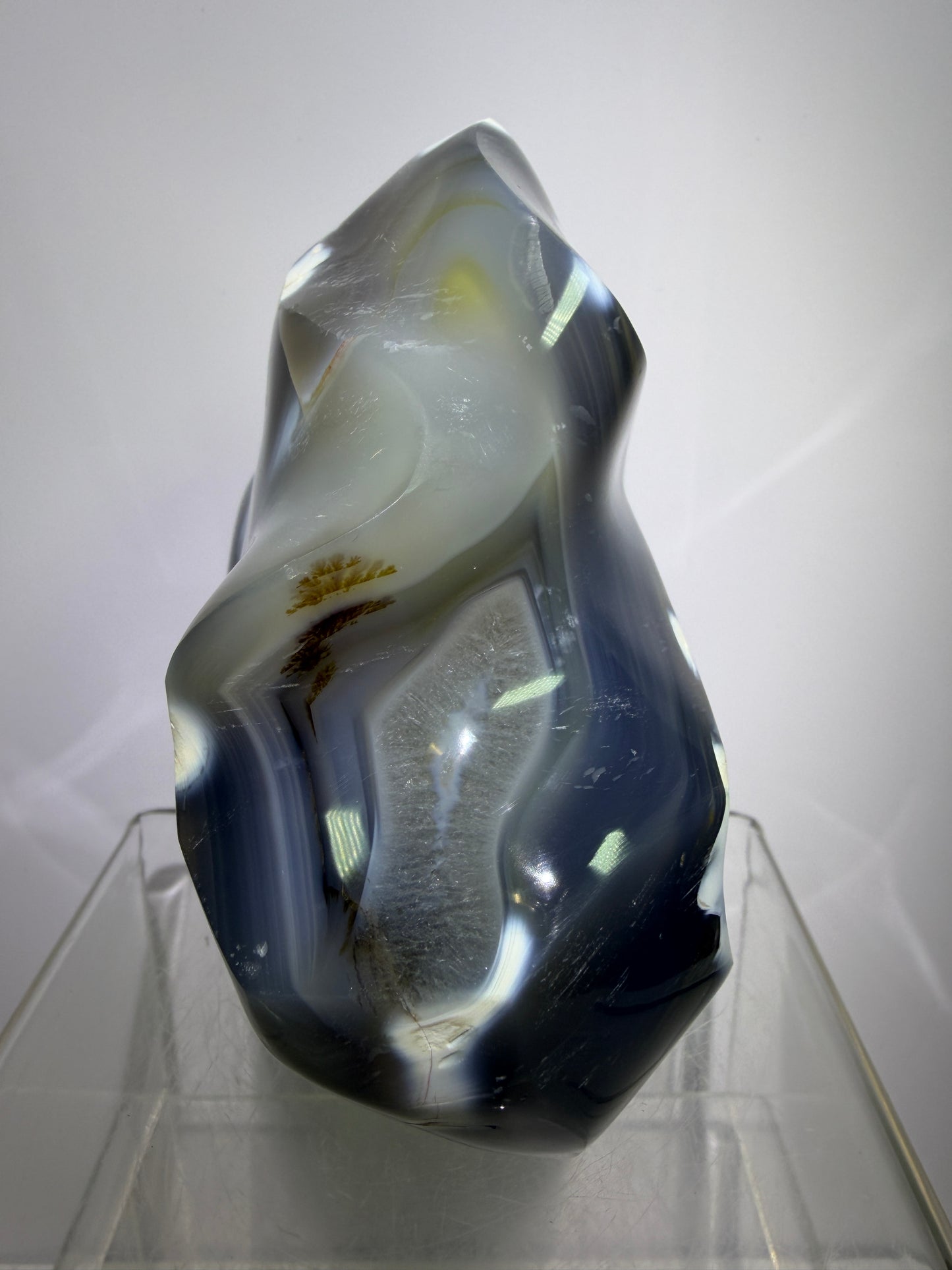 Orca Agate Freeform Flame. Very Rare And Stunning Blue Agate From Madagascar. Amazing Colors And Patterns.