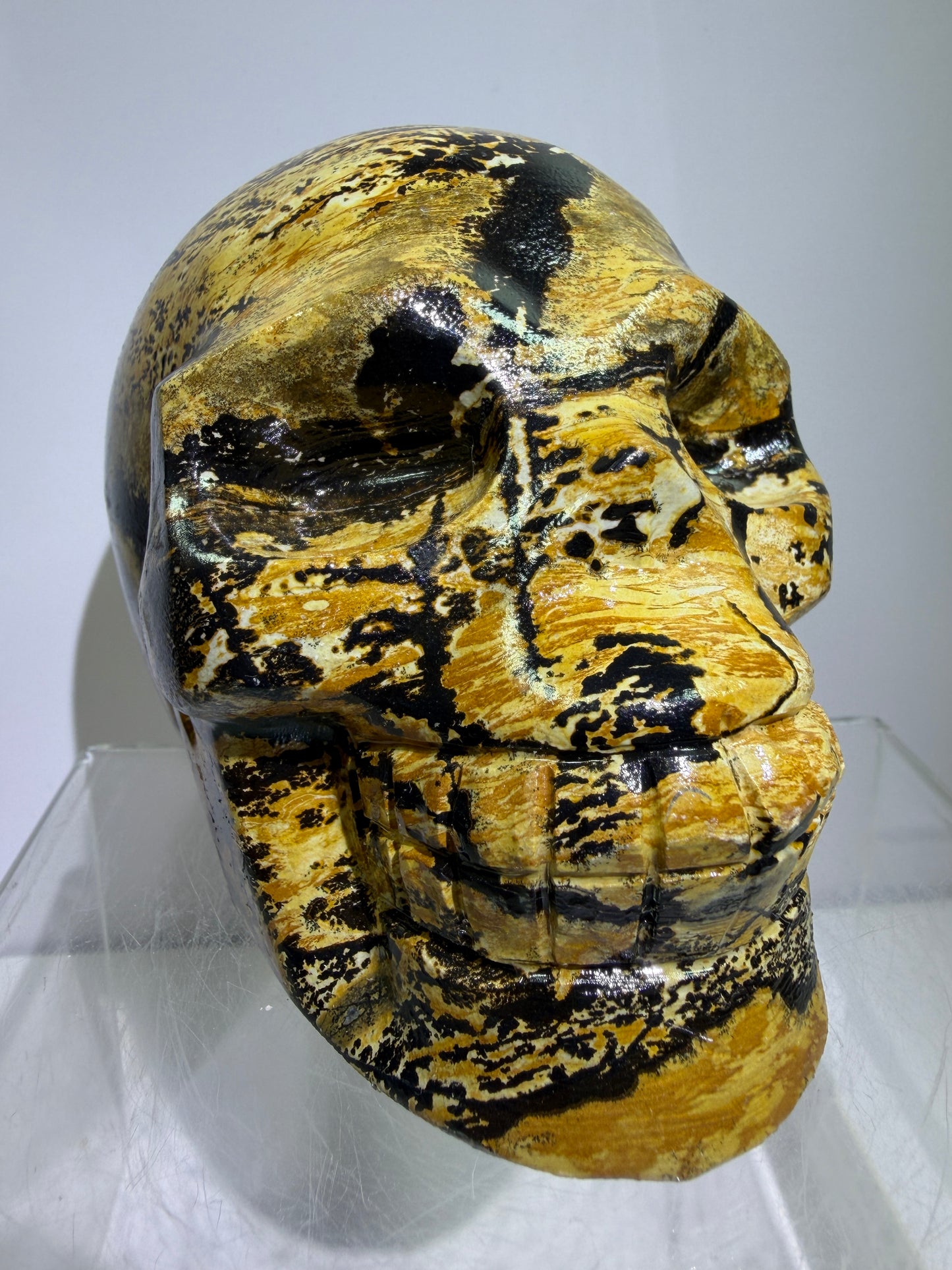Picture Jasper Skull Carving: Amazing Large Scenic Jasper Carving. Gorgeous Color Combination And Patterns