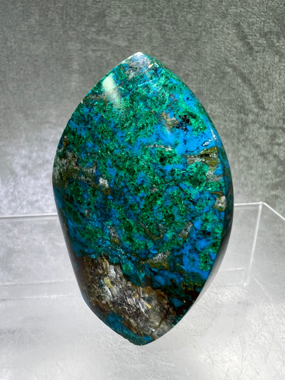 Chrysocolla Flame From Peru. Stunning Chrysocolla And Malachite Display Crystal. High Quality Flame With Gorgeous Colors.