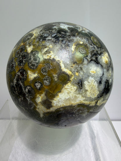 Warring States Agate Sphere. 88mm. Stunning Stalactite Druzy. Very Rare And Unique Display Sphere