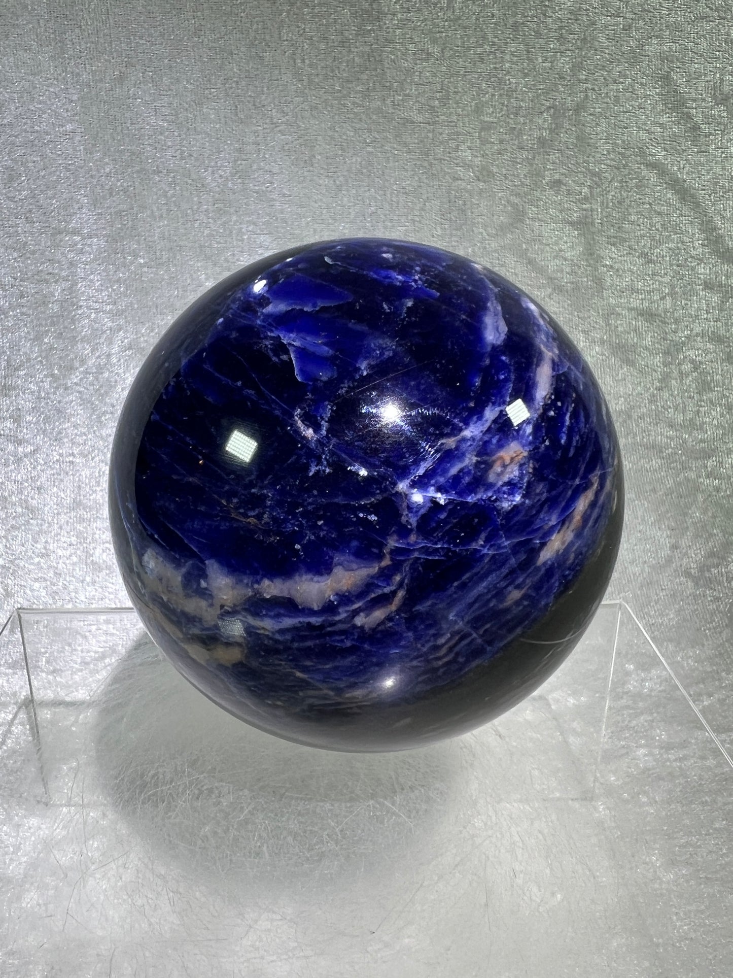 Sodalite Crystal Sphere. 84mm. Stunning Deep Dark Blue Sodalite From Namibia. Gorgeous High Quality Display Crystal.