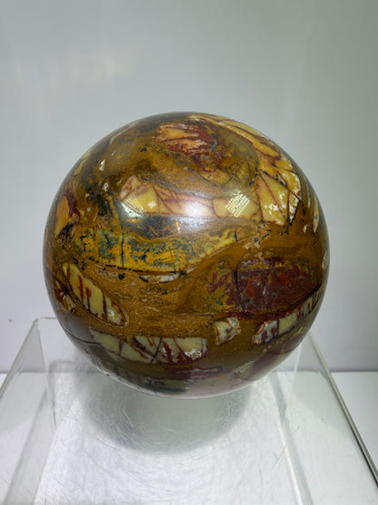 Nguni Jasper And Tiger Iron Sphere. 85mm. Stunning Combination Of Minerals From South Africa