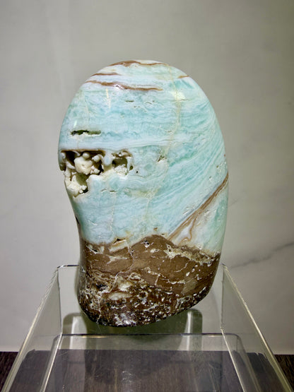 Caribbean Calcite Freeform. Gorgeous Combination Of Blue Calcite And Aragonite. Amazing Spots Of Druzy!