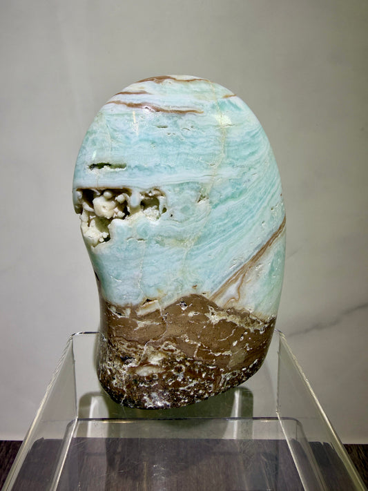 Caribbean Calcite Freeform. Gorgeous Combination Of Blue Calcite And Aragonite. Amazing Spots Of Druzy!