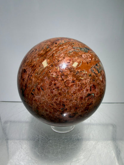 Fire Calcite Crystal Sphere. 53mm. Amazing New Material. Beautiful Display Sphere With A Nice UV Reaction.