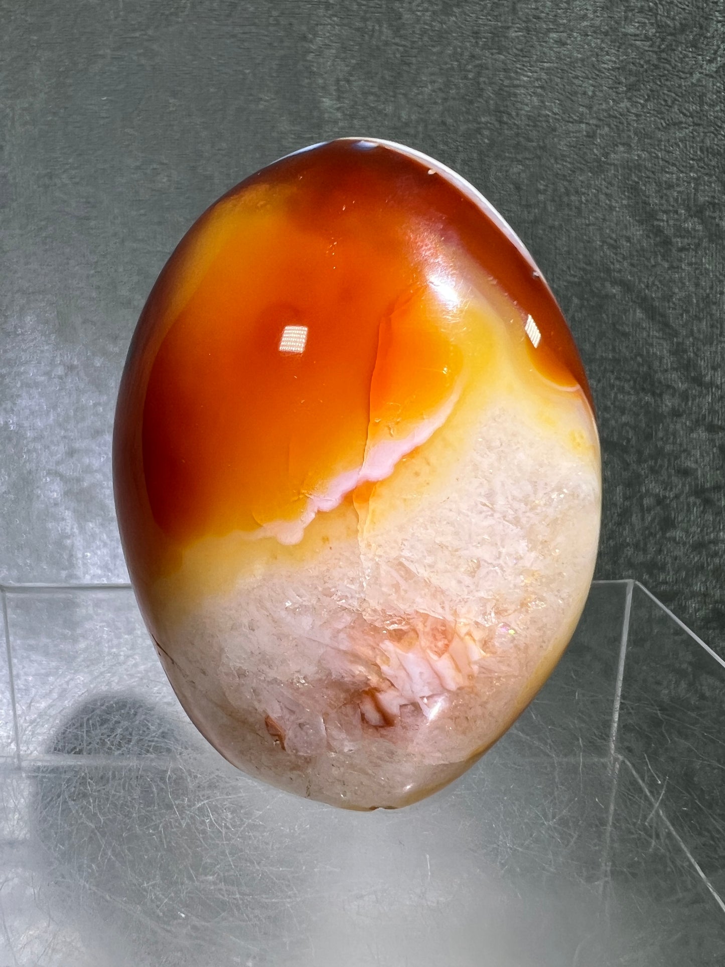 Carnelian Polished Freeform. Stunning Carnelian With Spots Of Orca From Madagascar. Amazing Colors On This High Quality Crystal