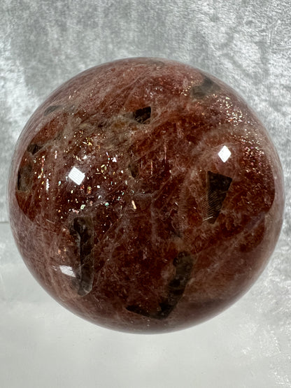 Sunstone Crystal Sphere. 76mm. Gorgeous Confetti Sunstone Sphere. High Quality Display Crystal