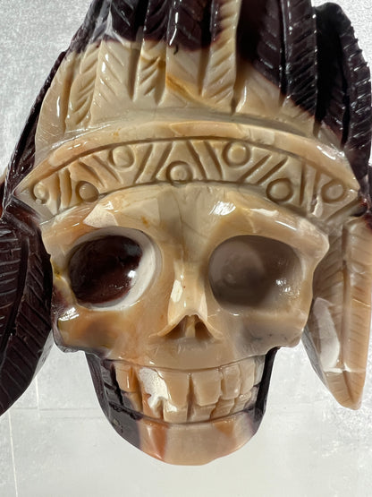 Mookaite Crystal Skull Carving. High Quality Crystal Indian Skull. Amazing Piece Of Art.