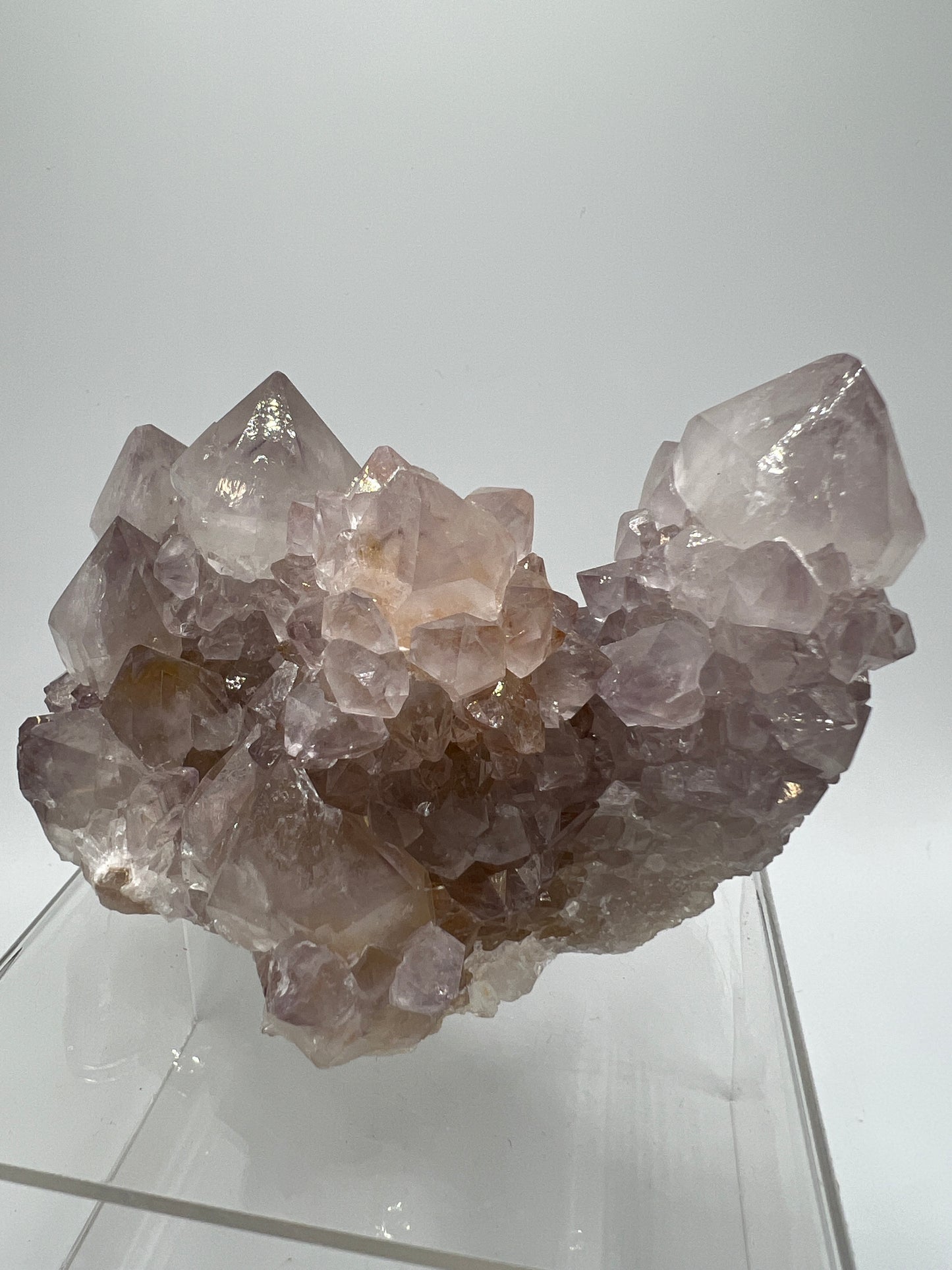 Spirit Quartz Cluster. Very High Quality Mineral Specimen. Amazing Points With Hematite Inclusions. Beautiful Cactus Quartz, Fairy Quartz From South Africa.