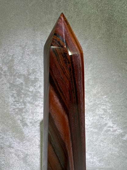 Tiger Iron Crystal Tower. 8.6 Inches. Gorgeous High Quality Tower With Stunning Patterns And Amazing Flash.