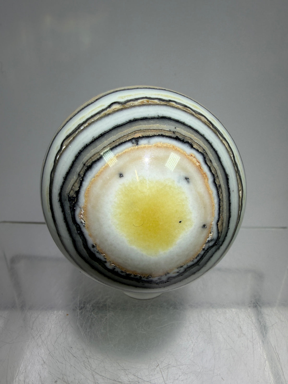 Banded Zebra Calcite Sphere. 53mm. Gorgeous Calcite Display Sphere. Rare Colors With Stunning Patterns