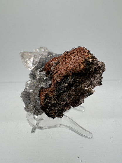 Black Diamond Calcite Specimen. Amazing Silver, Black, And Red Druzy Flash! Beautiful Calcite Crystals On Matrix. High Quality Display Piece