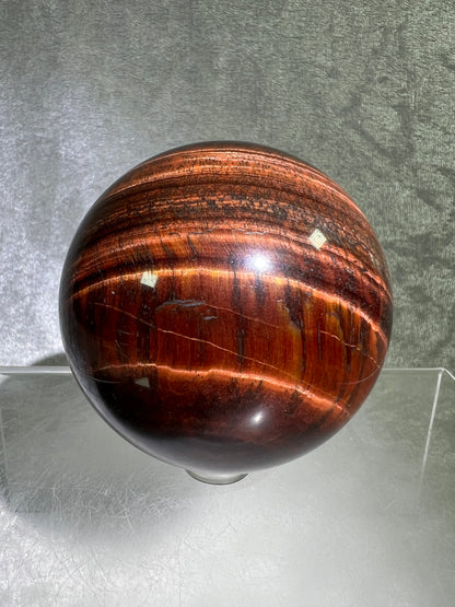 Red Tigers Eye Sphere. 70mm. Stunning Red And Gold Flash! Gorgeous Display Sphere!