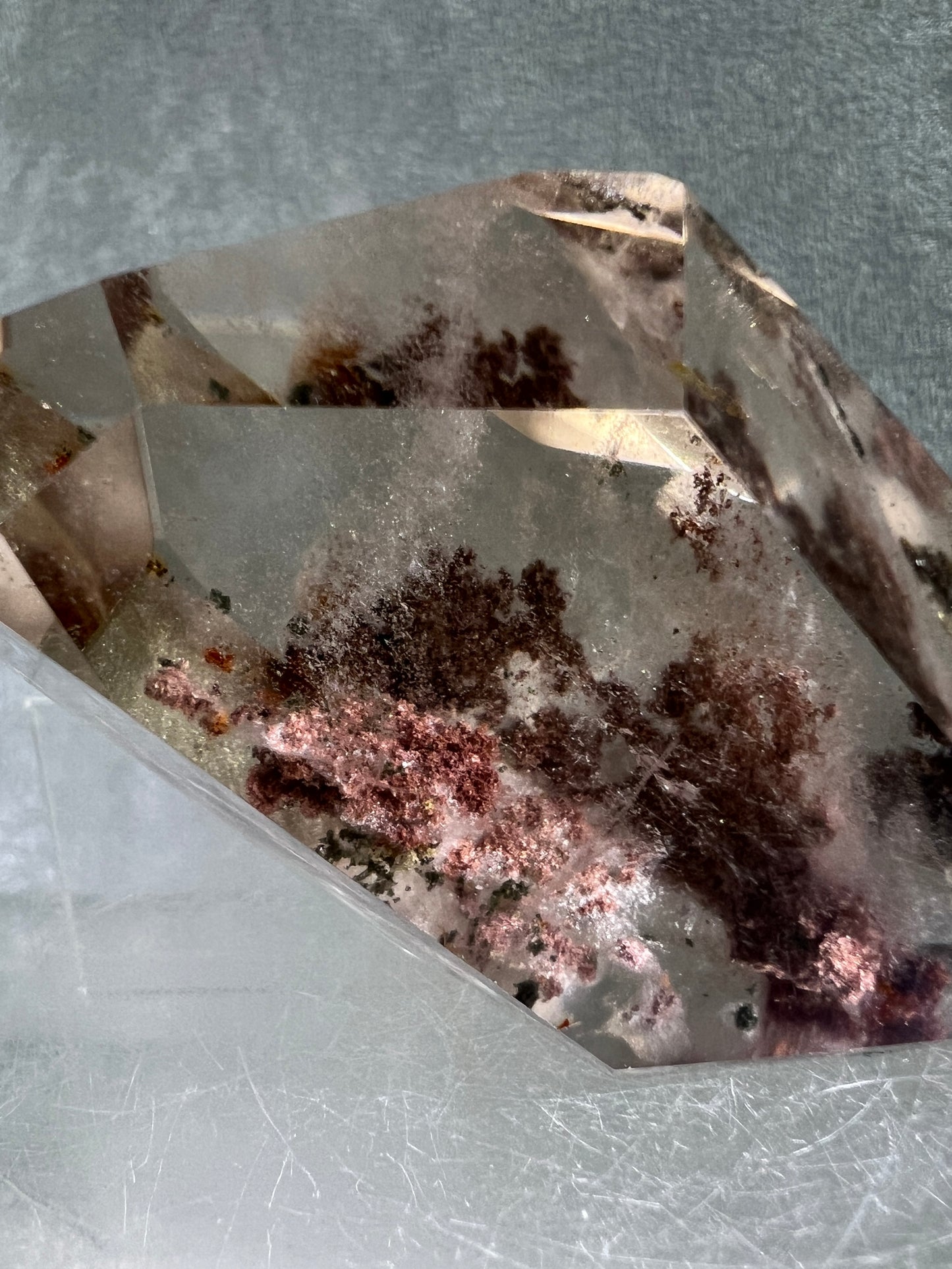 Garden Quartz Polished Freeform. Rare Purple And Red Shaman Quartz. Gorgeous Lodolite With A Beautiful Landscape.