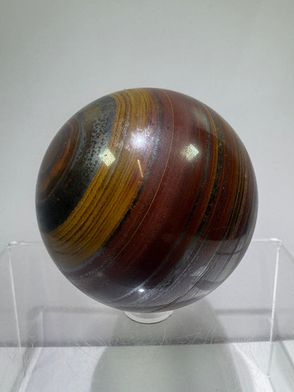 Tiger Iron Crystal Sphere. 61mm. Rare High Quality Display Sphere With Amazing Flash. Very Unique Dark Colors