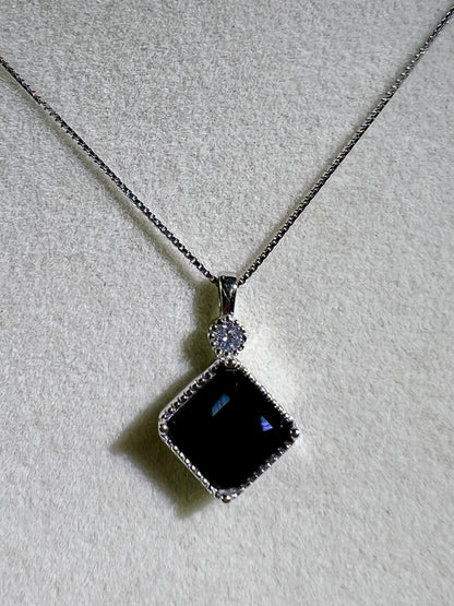 Black Spinel Crystal Pendant. S925 Silver Setting And Necklace. High Quality Gorgeous Necklace.