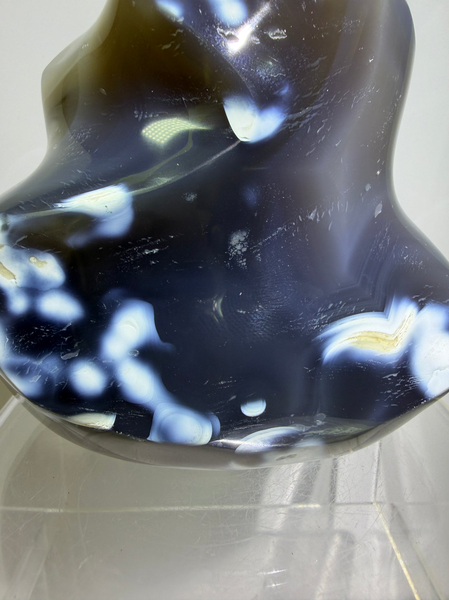 Orca Agate Freeform Flame. Very Rare And Stunning Blue Agate From Madagascar. Amazing Colors And Patterns.
