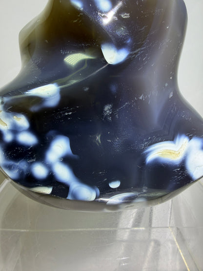 Orca Agate Freeform Flame. Very Rare And Stunning Blue Agate From Madagascar. Amazing Colors And Patterns.